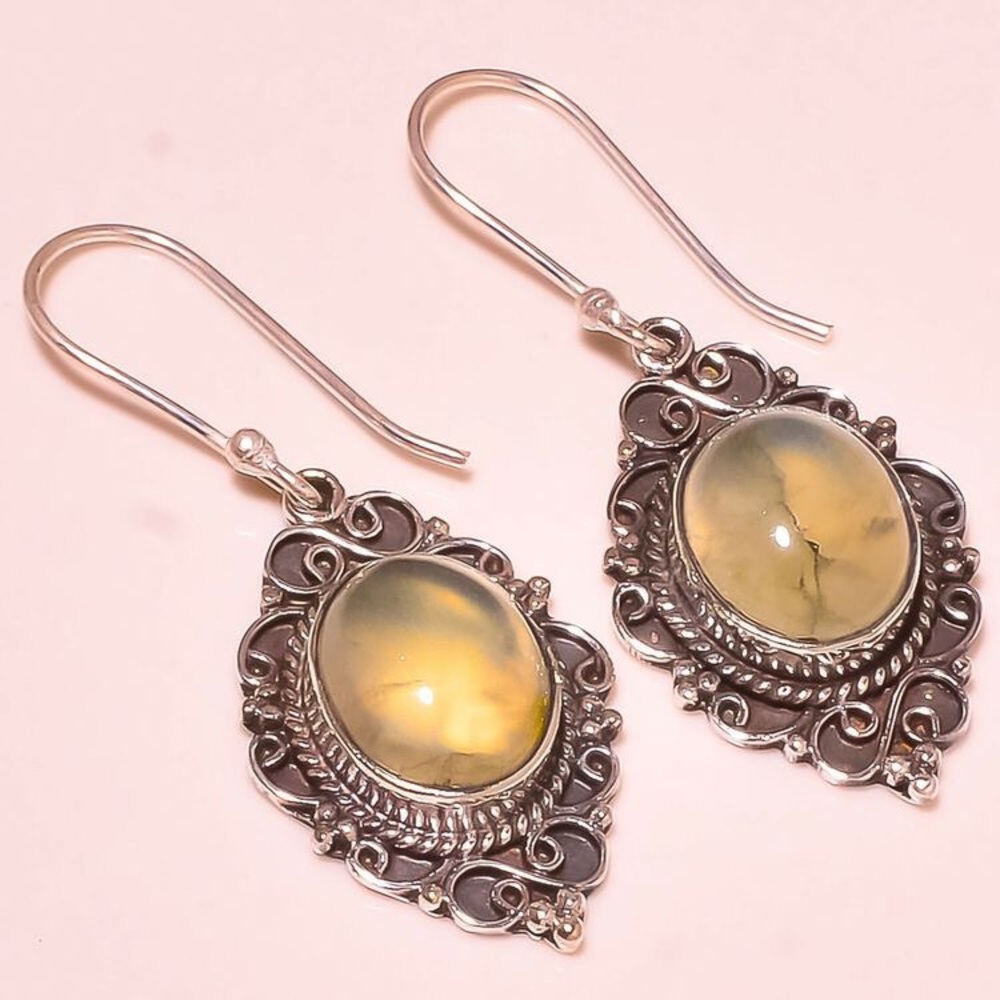 Prehnite stone earrings